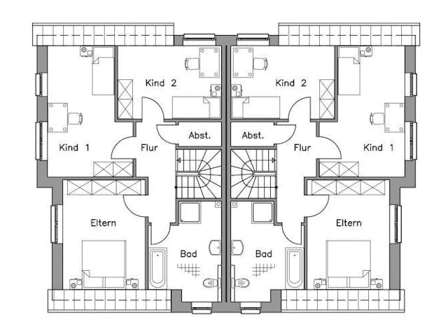 Massivhaus Doppelhaus DH 120 Variante M von Baudirekt,  Grundriss 1