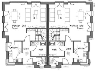 Massivhaus Doppelhaus DH 120 Variante M von Baudirekt, Grundriss 2