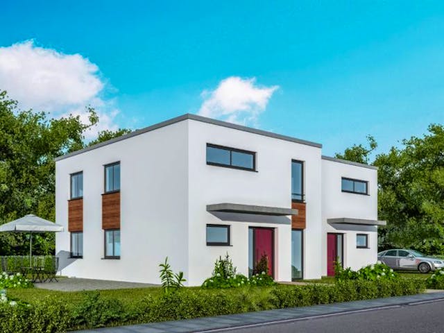 Massivhaus Doppelhaus DH 120 Variante T von Baudirekt,  Außenansicht 1