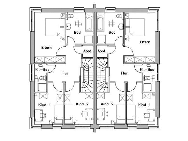 Massivhaus Doppelhaus DH 130 Variante M von Baudirekt,  Grundriss 1