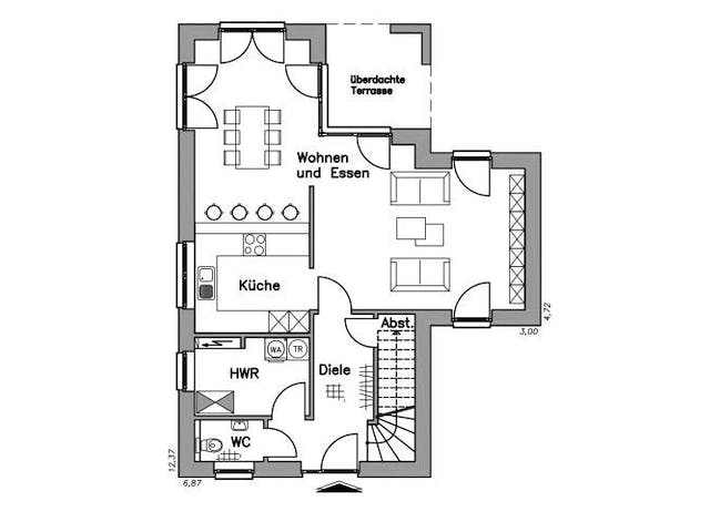 Massivhaus Doppelhaus DH 130 Variante T von Baudirekt,  Grundriss 1