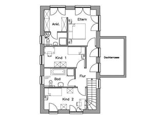 Massivhaus Doppelhaus DH 130 Variante T von Baudirekt,  Grundriss 2