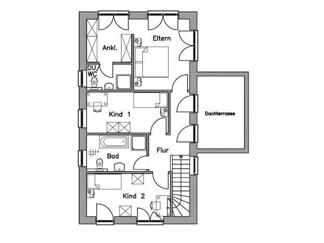 Massivhaus Doppelhaus DH 130 Variante T von Baudirekt,  Grundriss 2