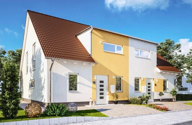 Massivhaus Doppelhaus Duett 125 von Town & Country Haus Deutschland Schlüsselfertig ab 250050€, Außenansicht 1