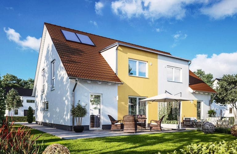 Massivhaus Doppelhaus Duett 125 von Town & Country Haus Deutschland Schlüsselfertig ab 250050€, Außenansicht 2
