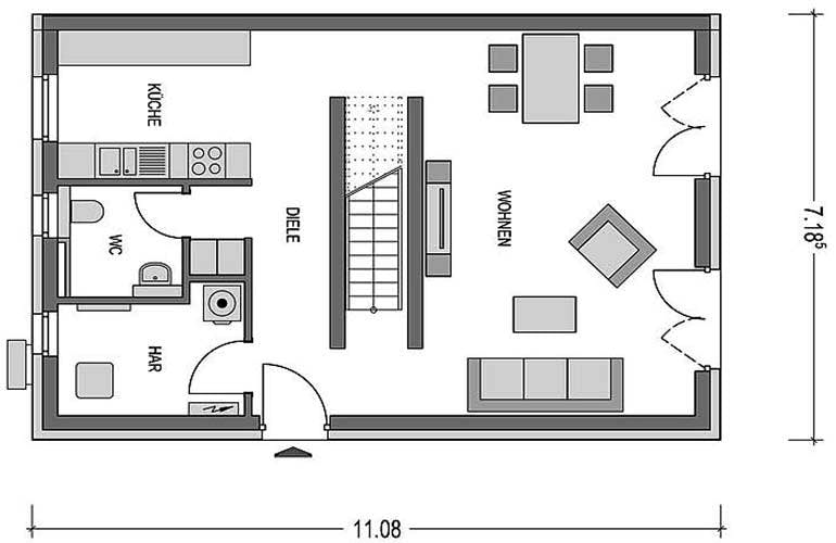 Massivhaus Doppelhaus F552 (inactive) von Heinz von Heiden Schlüsselfertig ab 228446€, Grundriss 2