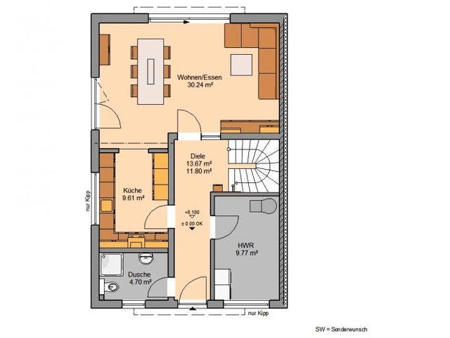 Massivhaus DOPPELHAUS VISEO von Kern-Haus Chemnitz Schlüsselfertig ab 354900€, Satteldach-Klassiker Grundriss 2