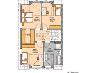 Massivhaus DOPPELHAUS VISEO von Kern-Haus Chemnitz Schlüsselfertig ab 354900€, Satteldach-Klassiker Grundriss 1