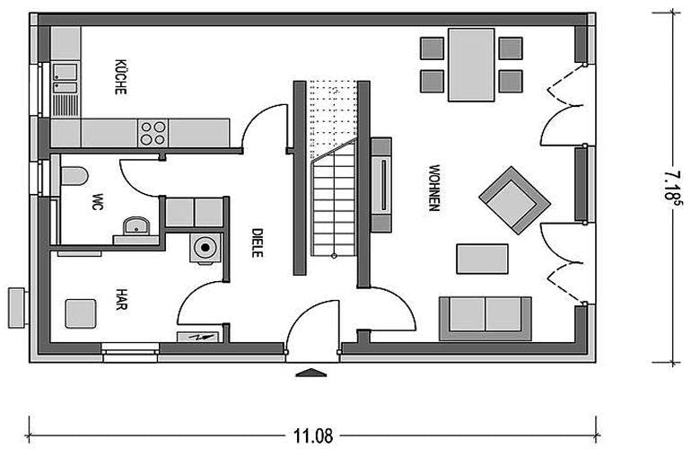 Massivhaus Doppelhaus Z551 (inactive) von Heinz von Heiden Schlüsselfertig ab 221074€, Grundriss 1