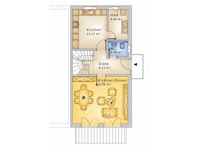 Massivhaus Doppelhaushälfte Mittelfischbach100-005 von Econ Das Haus,  Grundriss 1