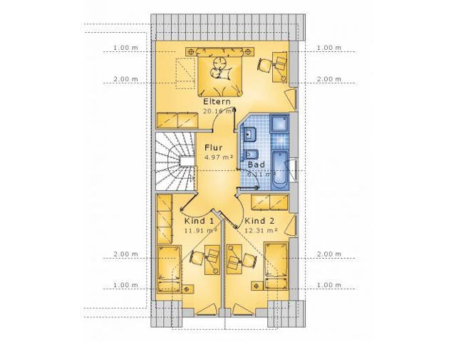 Massivhaus Doppelhaushälfte Mittelfischbach100-005 von Econ Das Haus,  Grundriss 1