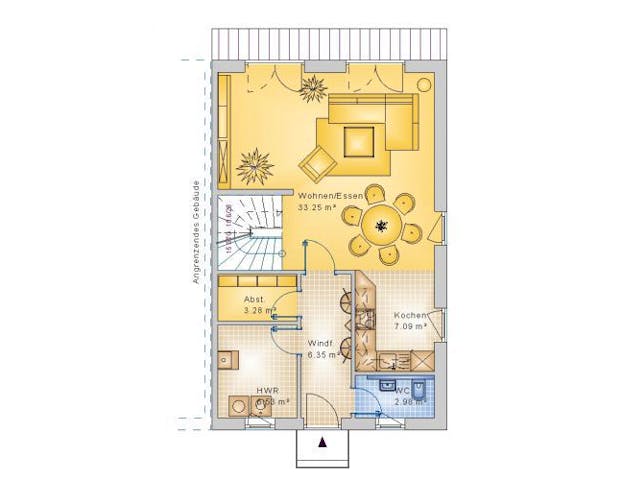 Massivhaus Doppelhaushälfte Steinebach 100-028 von Econ Das Haus,  Grundriss 1