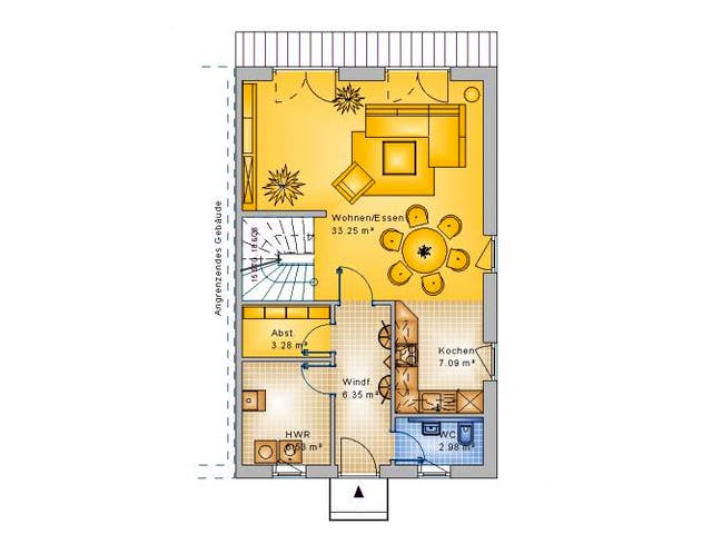 Massivhaus Doppelhaushälfte Steinebach 100-028 von Econ Das Haus,  Grundriss 2