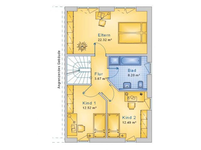 Massivhaus Doppelhaushälfte Steinebach 100-028 von Econ Das Haus,  Grundriss 1