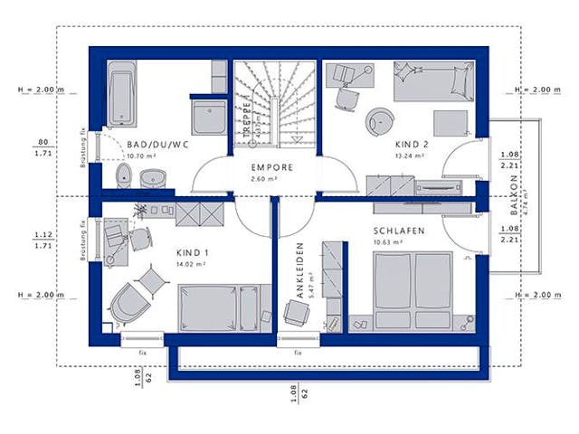 Fertighaus EDITION 123 V4 von Bien-Zenker Schlüsselfertig ab 299388€, Satteldach-Klassiker Grundriss 2