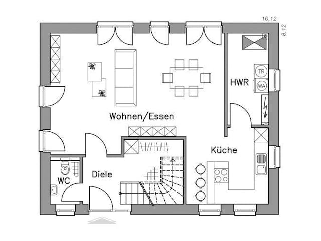 Massivhaus Einfamilienhaus EH125 Variante T von Baudirekt,  Grundriss 1