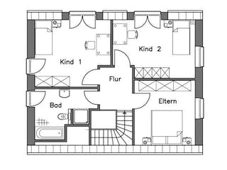 Massivhaus Einfamilienhaus EH125 Variante T von Baudirekt,  Grundriss 2