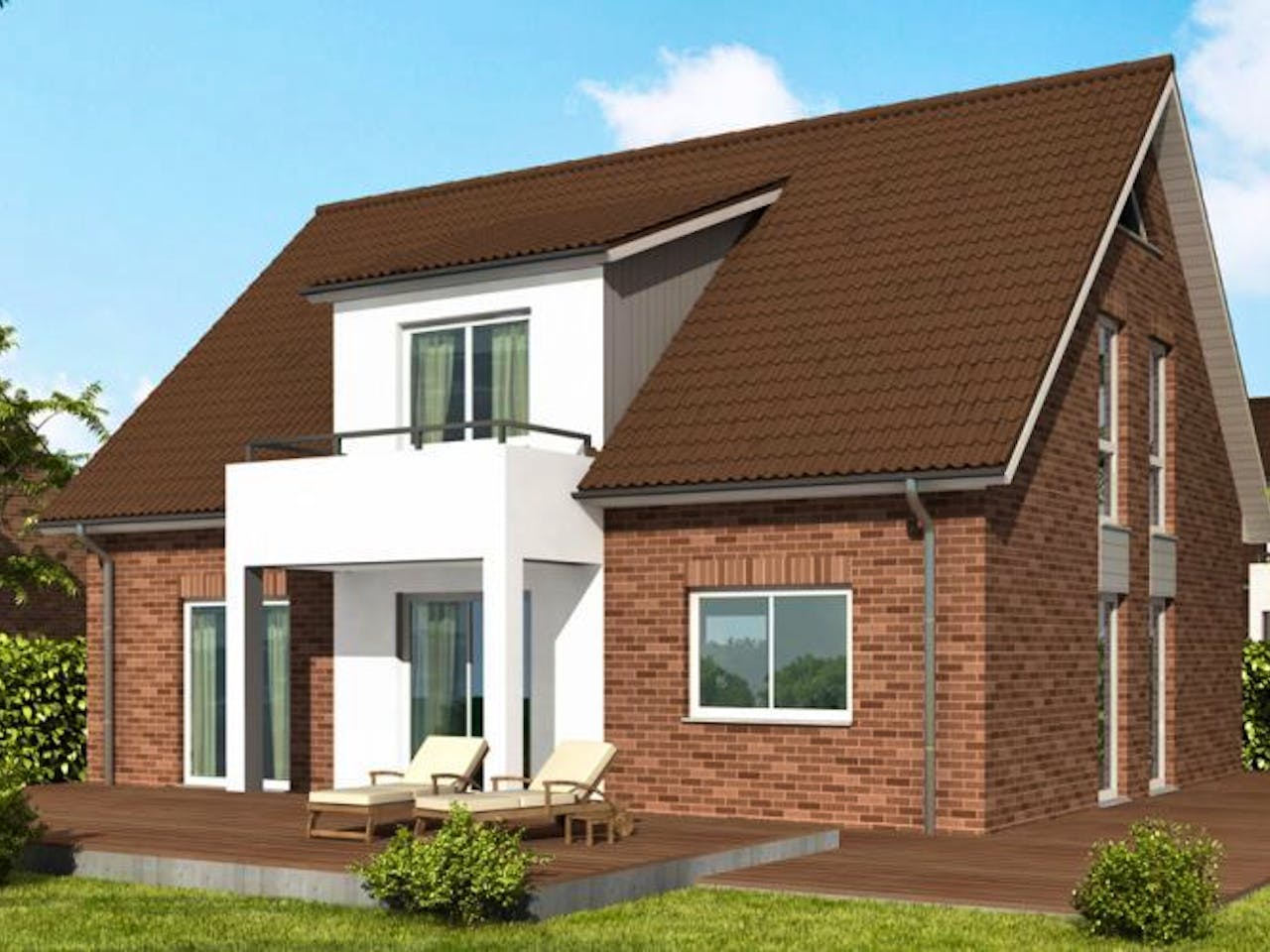 Massivhaus Einfamilienhaus EH155 Variante K von Baudirekt, Außenansicht 1