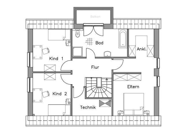 Massivhaus Einfamilienhaus EH155 Variante K von Baudirekt,  Grundriss 1