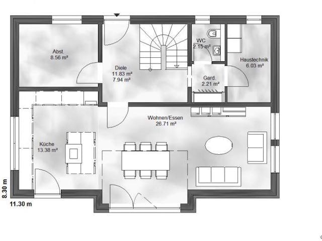 Massivhaus Einfamilienhaus Mia von Massive Wohnbau, Grundriss 1 Massivhaus Einfamilienhaus Mia von Massive Wohnbau, Grundriss 1
