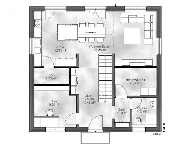 Massivhaus Einfamilienhaus Piet von Massive Wohnbau,  Grundriss 1