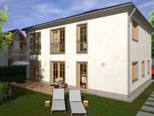 Massivhaus Familie Neumann von ISAR-Haus, Stadtvilla Außenansicht 1