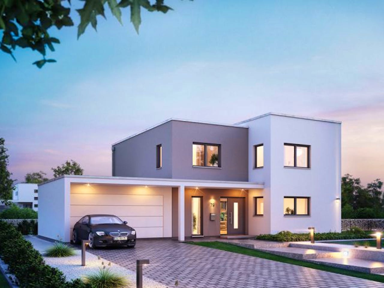 Massivhaus FUTURA BAUHAUS von Kern-Haus Chemnitz Schlüsselfertig ab 416900€, Cubushaus Außenansicht 1