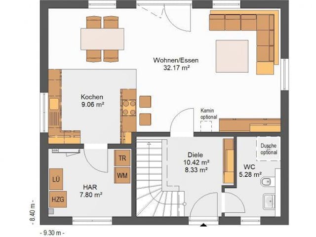 Massivhaus IL-1-129 von Elbe-Haus BauinformationsZentrum Dresden,  Grundriss 1