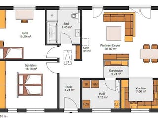 Massivhaus IL-3-102 von Elbe-Haus BauinformationsZentrum Dresden, Bungalow Grundriss 1