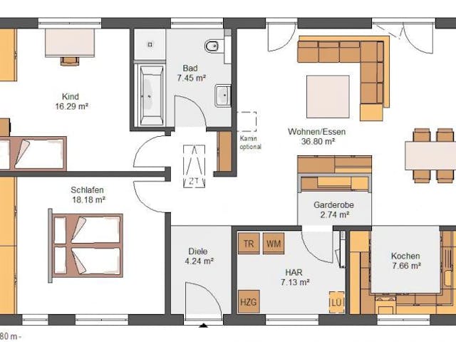 Massivhaus IL-3-102 von Elbe-Haus BauinformationsZentrum Dresden, Bungalow Grundriss 1