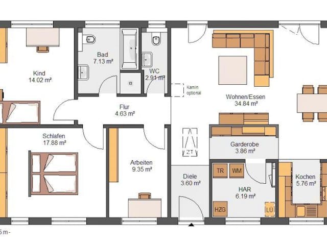 Massivhaus IL-3-112 von Elbe-Haus BauinformationsZentrum Dresden, Bungalow Grundriss 1