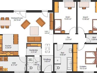 Massivhaus IL-3-122 von Elbe-Haus®, Bungalow Grundriss 1