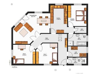 Massivhaus IL-3-132 von Elbe-Haus BauinformationsZentrum Dresden, Bungalow Grundriss 1