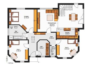 Massivhaus IL-3-164 von Elbe-Haus BauinformationsZentrum Dresden, Bungalow Grundriss 2