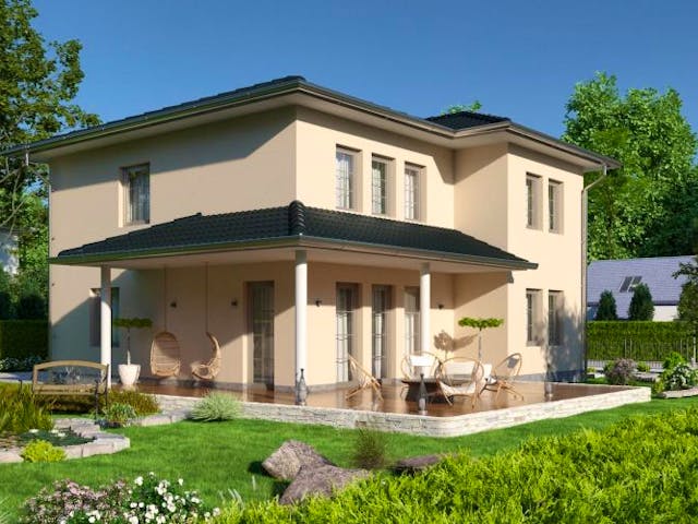 Massivhaus IL-6-154 von Elbe-Haus BauinformationsZentrum Dresden, Stadtvilla Außenansicht 1
