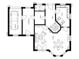 Massivhaus LANDHAUS 160 mit Anbau von domoplan massivhaus,  Grundriss 1