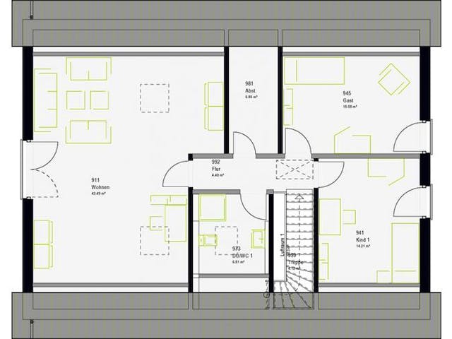 Fertighaus LifeStyle 20.01 S von massa haus Ausbauhaus ab 168999€, Satteldach-Klassiker Grundriss 1