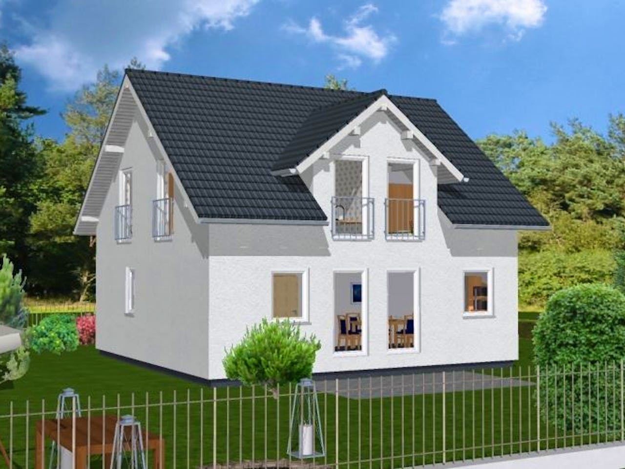 Massivhaus Marion II mit Zwerchgiebel von HSE Massivhaus, Außenansicht 1