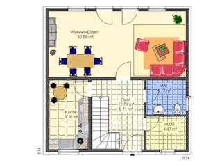 Massivhaus Marion II mit Zwerchgiebel von HSE Massivhaus,  Grundriss 1