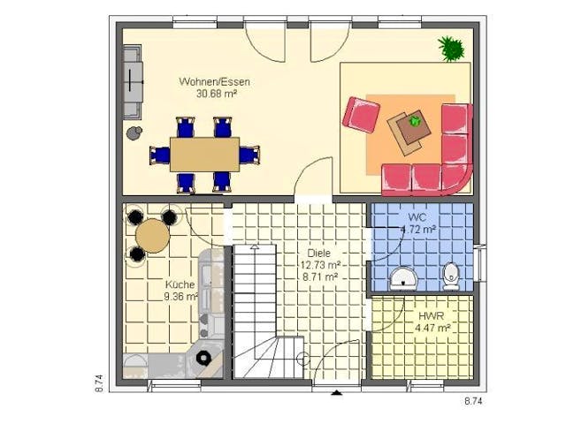 Massivhaus Marion II mit Zwerchgiebel von HSE - Massivhaus, Grundriss 1 Massivhaus Marion II mit Zwerchgiebel von HSE - Massivhaus, Grundriss 1