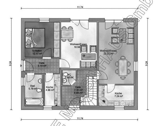 Massivhaus Massivhaus Main mit ELW von Ambiente Massivhaus,  Grundriss 2