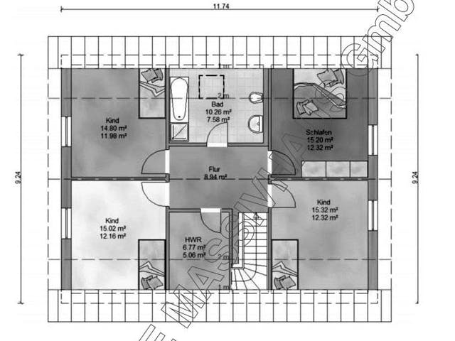 Massivhaus Massivhaus Main mit ELW von Ambiente Massivhaus,  Grundriss 1