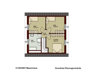 Massivhaus Noblesse 113 von FAVORIT Massivhaus Schlüsselfertig ab 275690€, Satteldach-Klassiker Grundriss 1