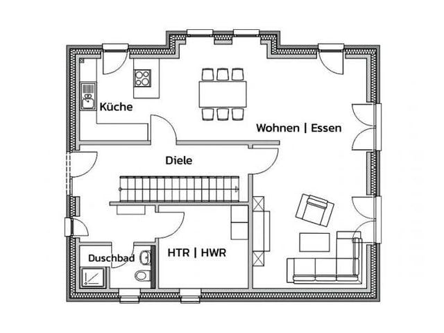 Massivhaus PARK von Kagebau,  Grundriss 1