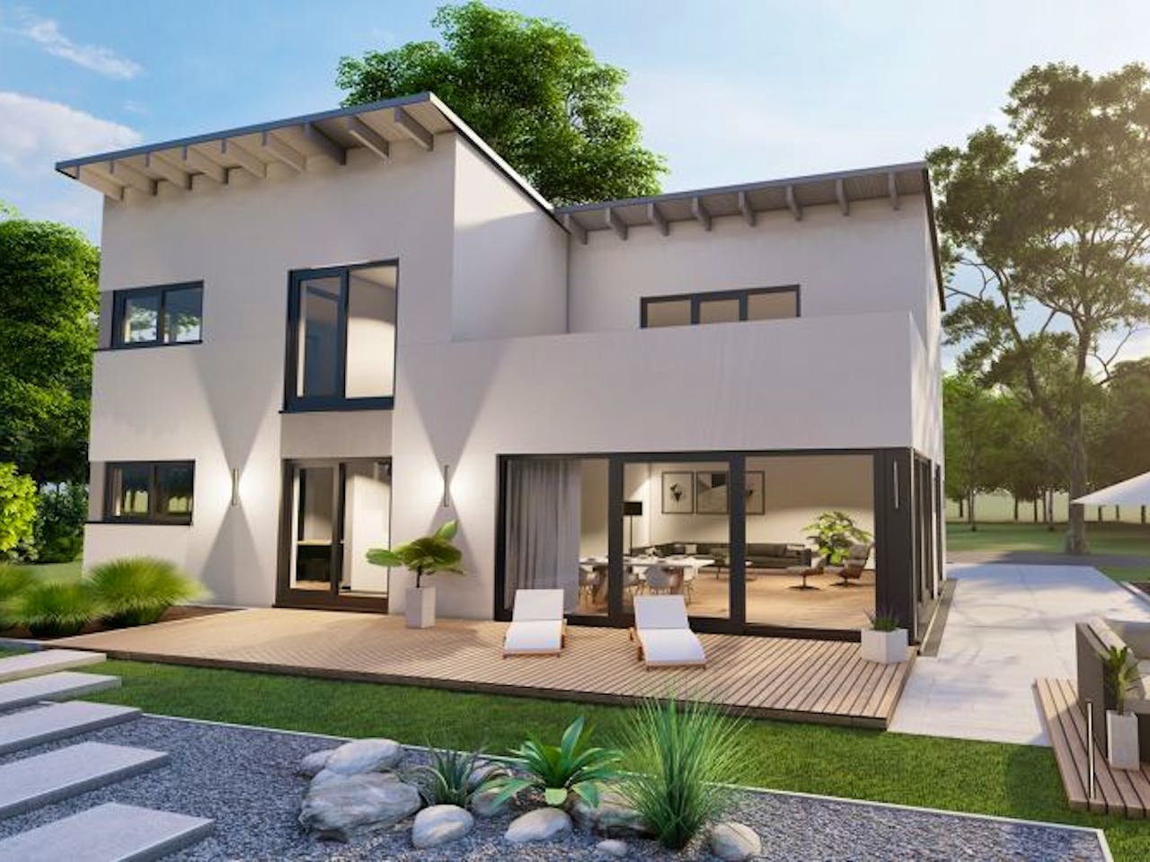 Massivhaus Pultdach Haus Hirz-Maulsbach 30-040 von Econ Das Haus,  Außenansicht 1