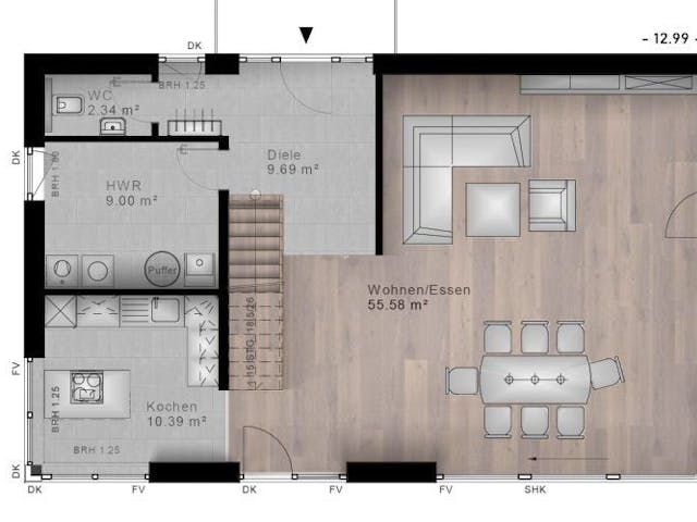 Massivhaus Pultdach Haus Hirz-Maulsbach 30-040 von Econ Das Haus,  Grundriss 1