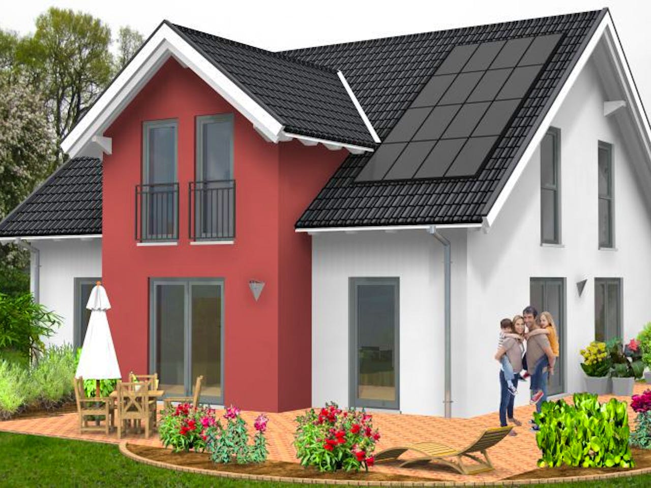 Massivhaus Satteldach Haus Dernbach 80-005 von Econ Das Haus,  Außenansicht 1