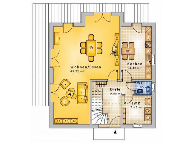 Massivhaus Satteldach Haus Dernbach 80-005 von Econ Das Haus,  Grundriss 1