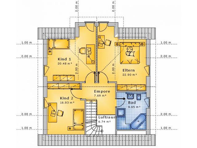 Massivhaus Satteldach Haus Dernbach 80-005 von Econ Das Haus,  Grundriss 2