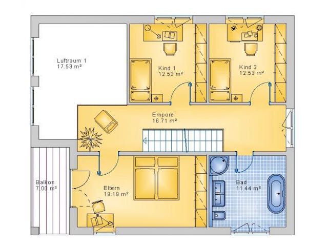 Massivhaus Satteldach Haus Ewighausen 90-028 von Econ Das Haus, Stadtvilla Grundriss 1